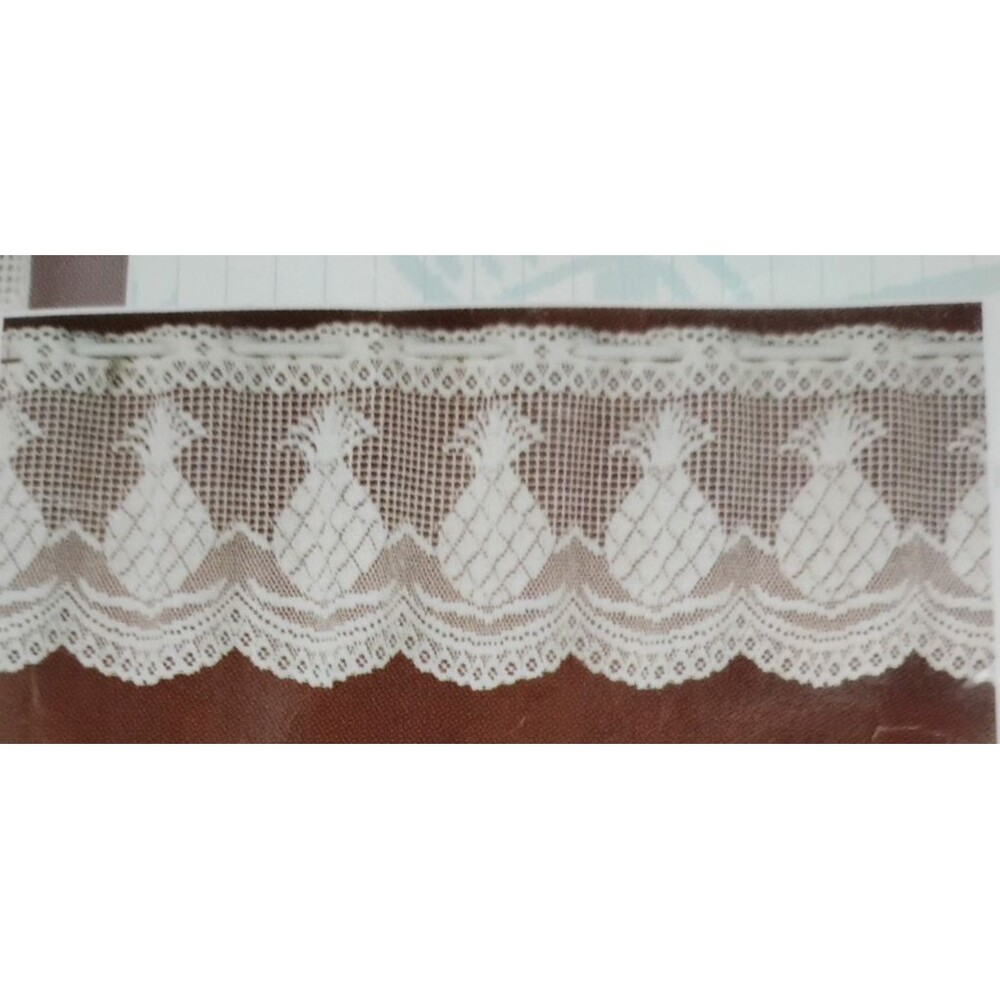 Vintage Ecru Lace Valance Colonial Pineapple NEW Old Stock Liechtenstein 54"x12"